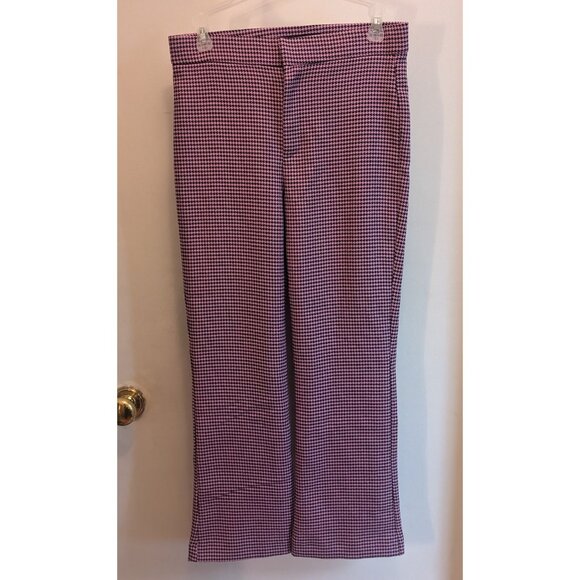 ZARA Women's M Pink/Purple Houndstooth Pull-on Pants, EUC - Picture 3 of 6